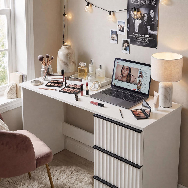 Lania 3 Drawer Dressing Table / Desk - White