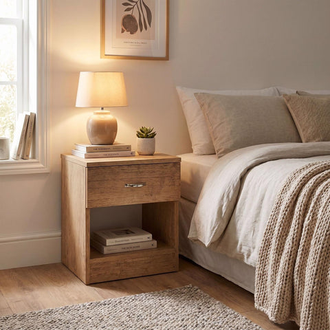 Promo 1 Drawer Nightstand With Shelf - Oak