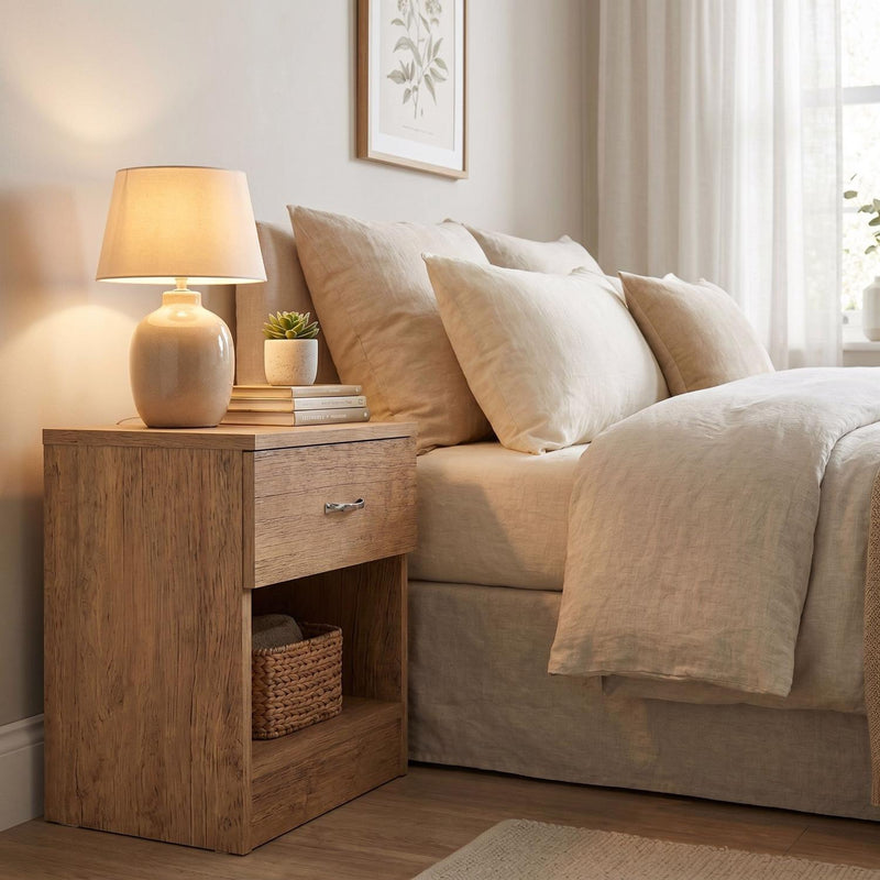 Promo 1 Drawer Nightstand With Shelf - Oak