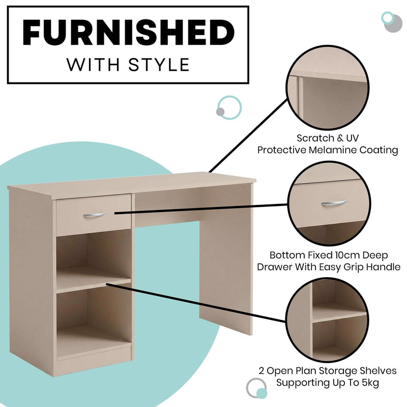 FWStyle Promo 1 Drawer Open Shelf Study Desk - Putty