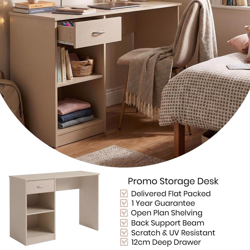 FWStyle Promo 1 Drawer Open Shelf Study Desk - Putty