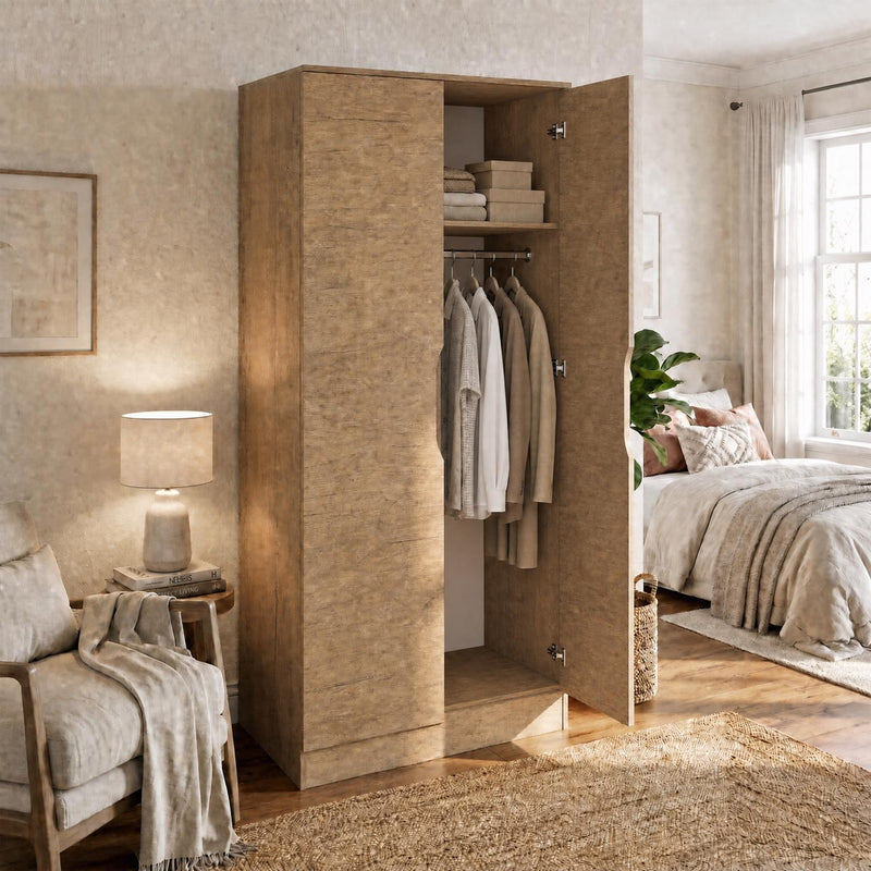 Luno 2 Door Double Wardrobe - Oak