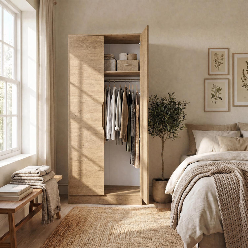Luno 2 Door Double Wardrobe - Oak