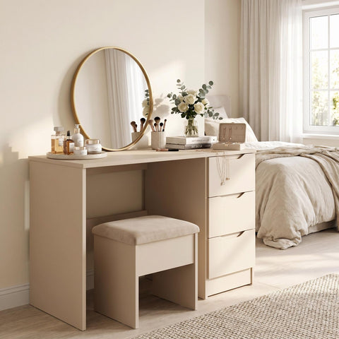 FWStyle Luno 3 Drawer Dressing Table - Putty