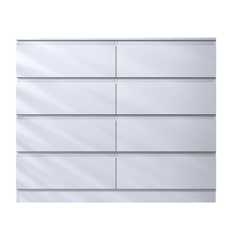 FWStyle Stora 8 Drawer Wide 4+4 Chest Of Drawers - Matt White