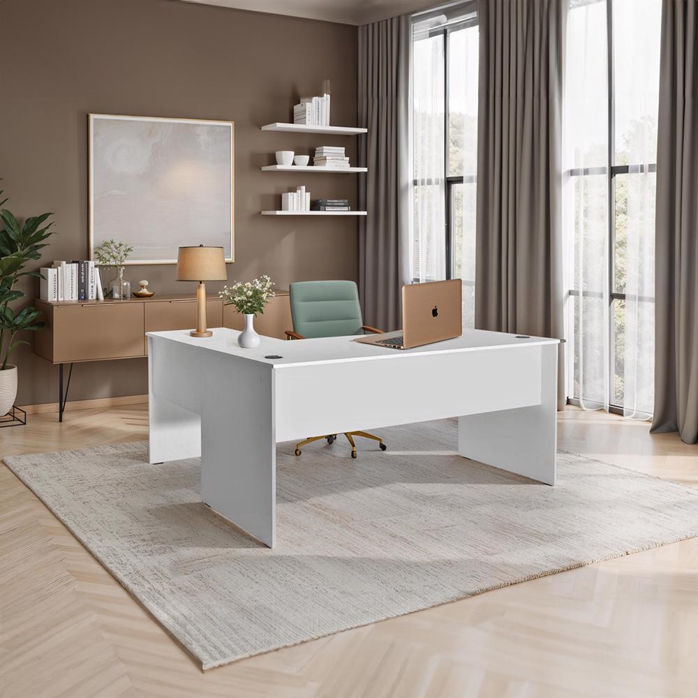 Adore Rio Matt White Corner Desk - Large Reversible Office Desk