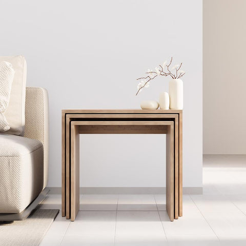 Adore Florida Oak Effect Nest of 3 Tables - Space-Saving Side Tables