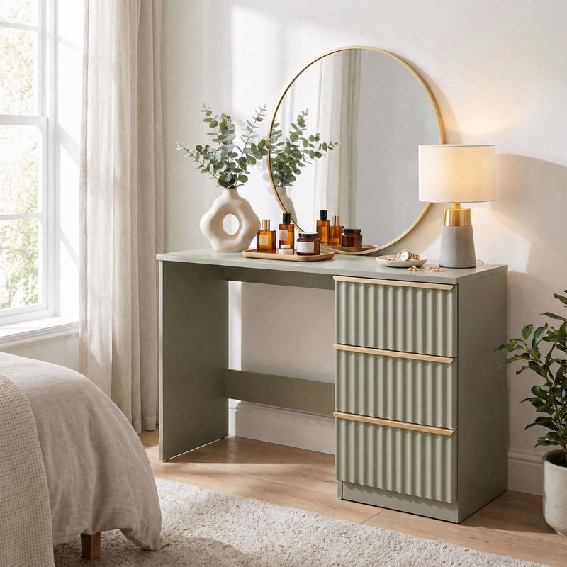 Lania 3 Drawer Dressing Table / Desk - Green