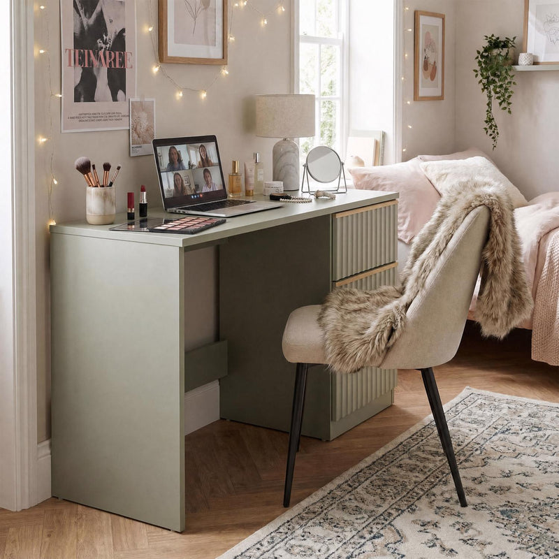Lania 3 Drawer Dressing Table / Desk - Green