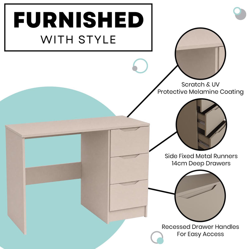 FWStyle Luno 3 Drawer Dressing Table - Putty