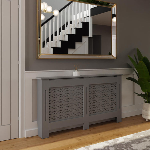 Geometric Pattern Large Grey Radiator Cover