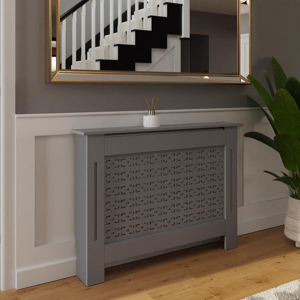 Geometric Pattern Medium Grey Radiator Cover