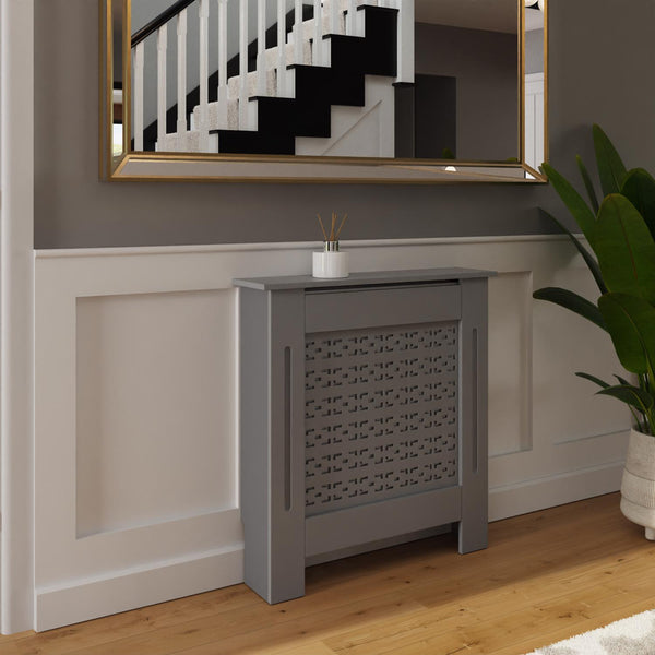 Geometric Pattern Small Grey Radiator Cover
