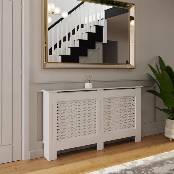 Geometric Pattern Large White Radiator Cover