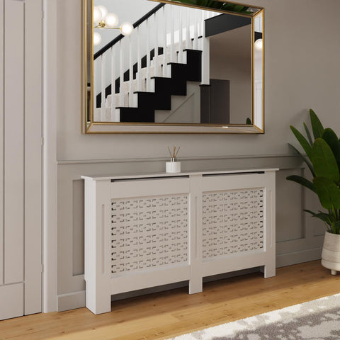 FWStyle Geometric Pattern Large White Radiator Cover
