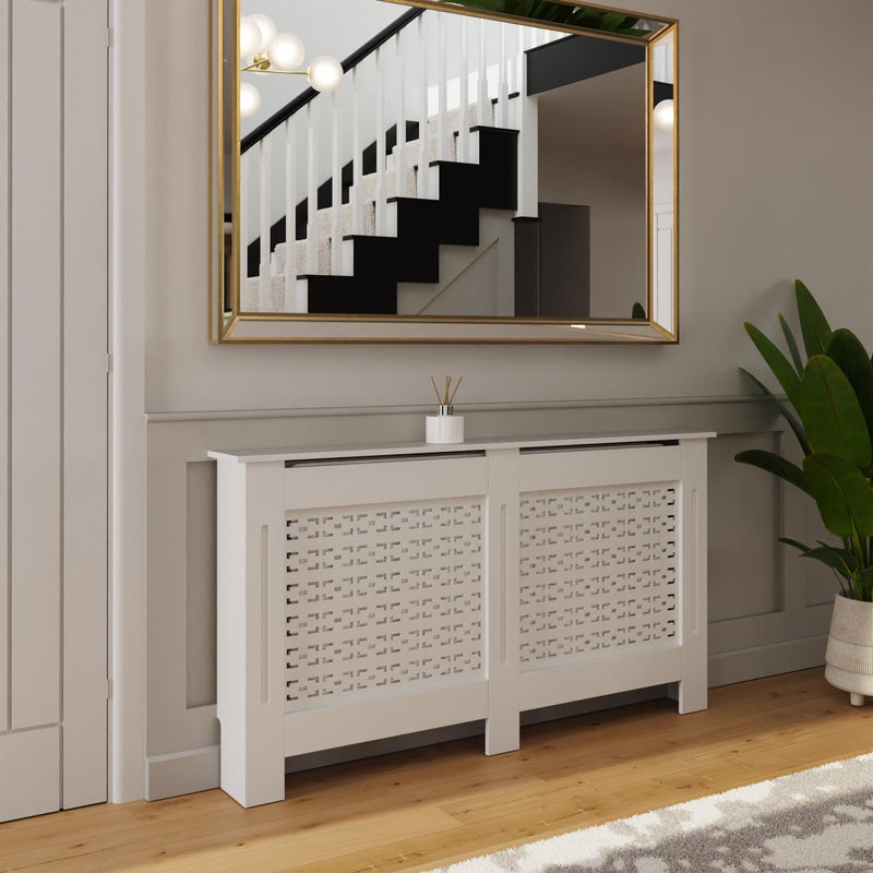 FWStyle Geometric Pattern Large White Radiator Cover