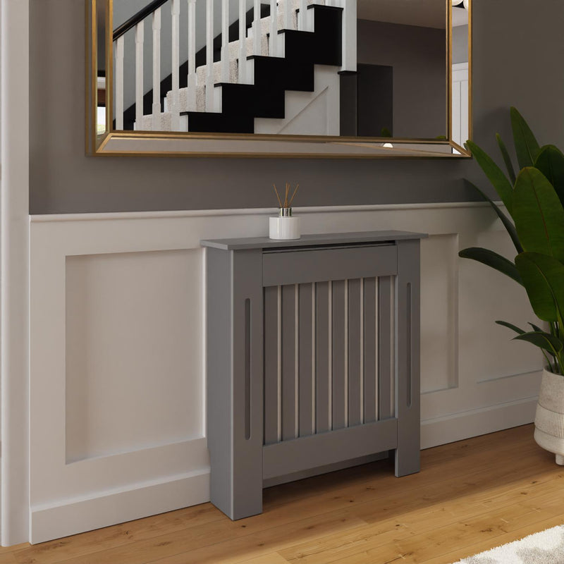 FWStyle Vertical Slat Small MDF Grey Radiator Cover