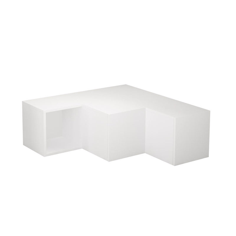 Modern Corner TV Unit With Sliding Storage - White