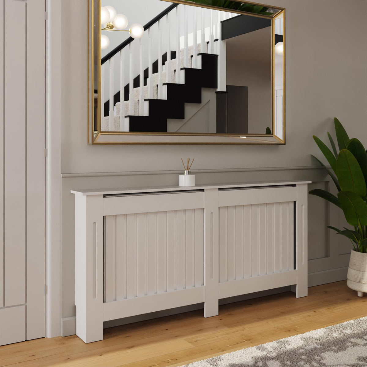 Vertical Slat Extra Large MDF White Radiator Cover