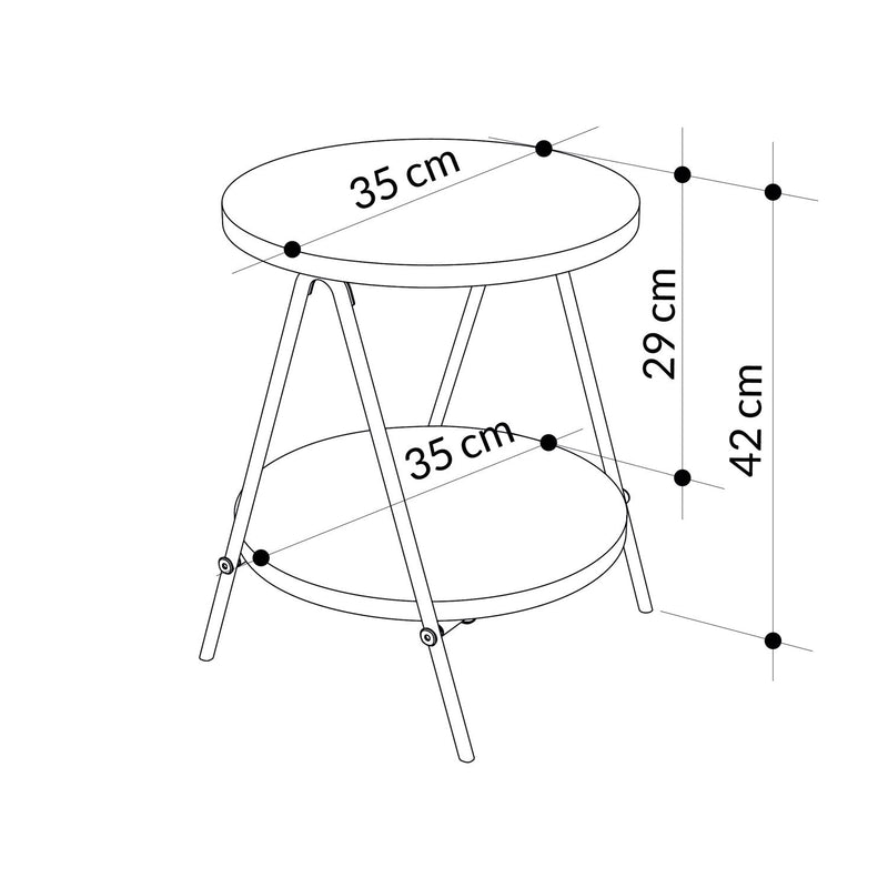 Modern Essel Industrial Style Round Side Table White with Black Metal Legs