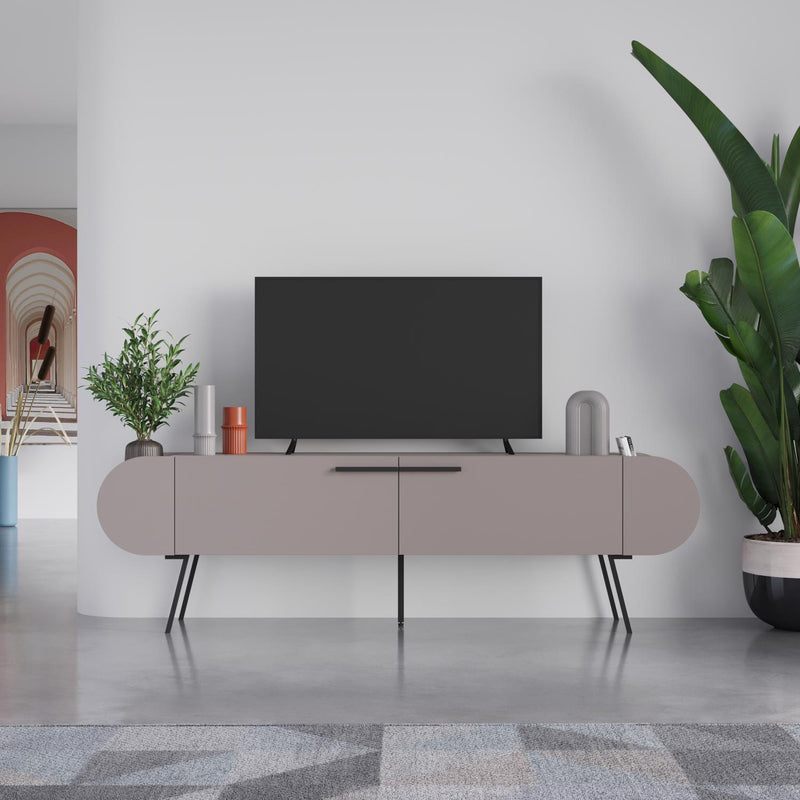 Capsule Modern TV Unit Multimedia Centre Mocha Grey with Storage