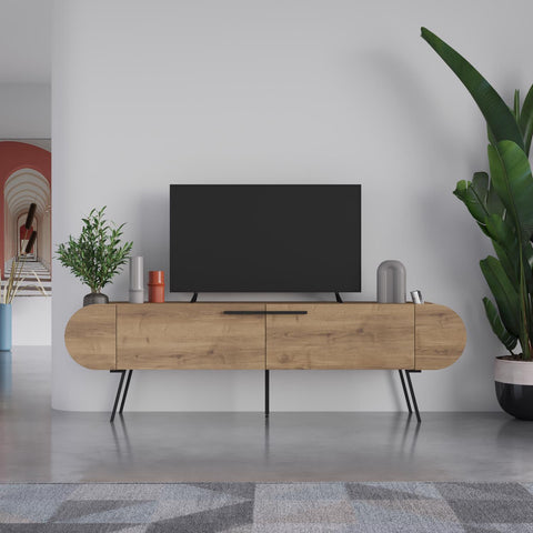 Capsule Modern TV Unit Multimedia Centre Dark Oak Effect with Storage