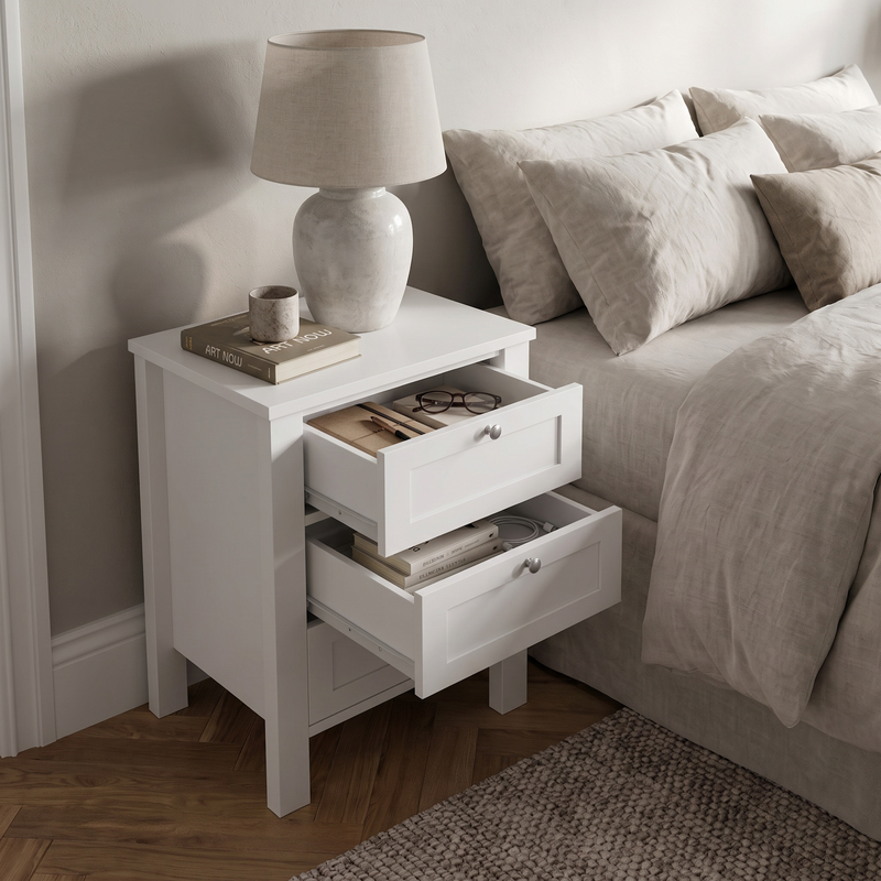 FWStyle Set Of 2 Shaker Style Bedside Tables - White