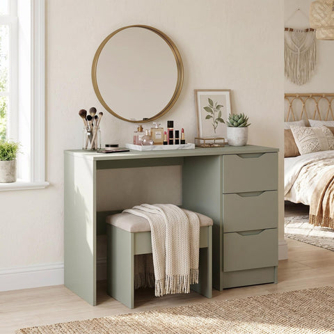 FWStyle Luno 3 Drawer Dressing Table - Sage Green