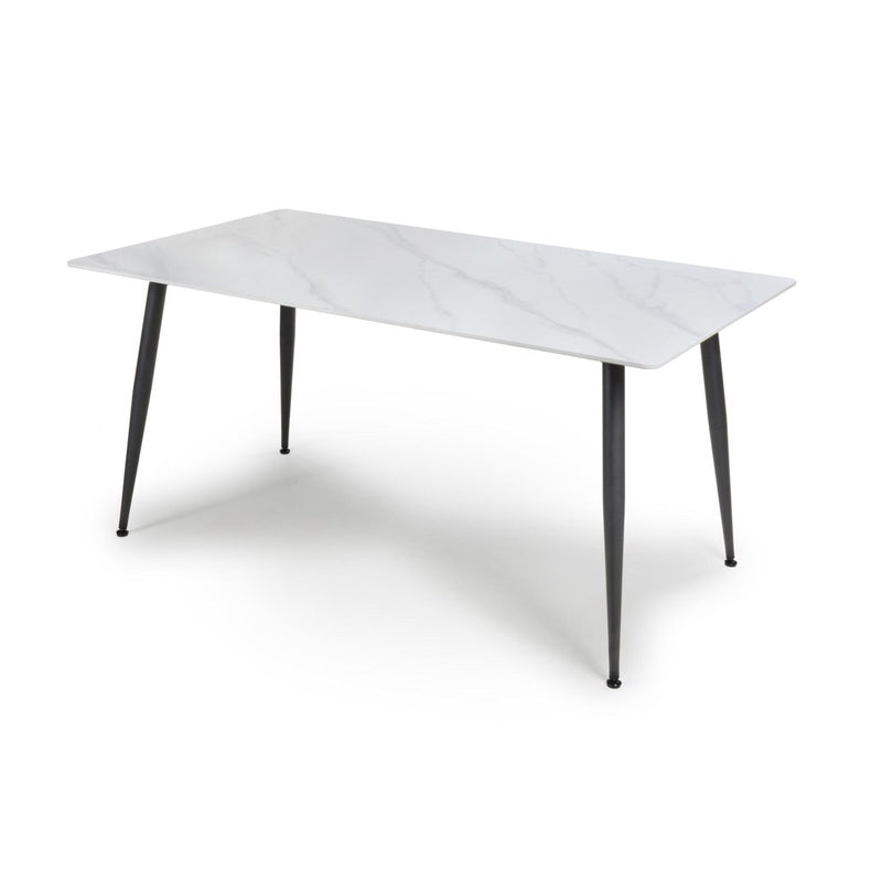 Monaco White Sintered Stone Dining Table With 6 Esme Dark Brown Chairs
