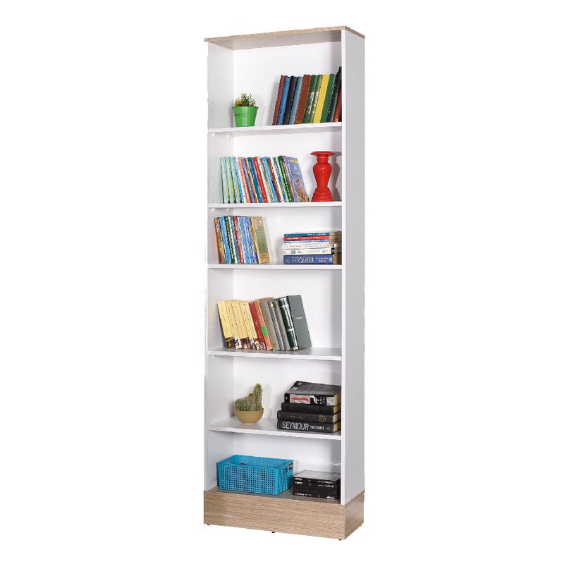 Adore Teen White & Oak 6 Tier Bookcase Shelving Unit