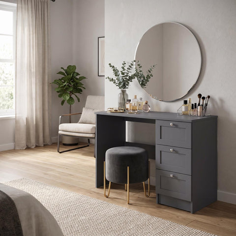 FWStyle Artus 3 Drawer Dressing Table - Dark Grey