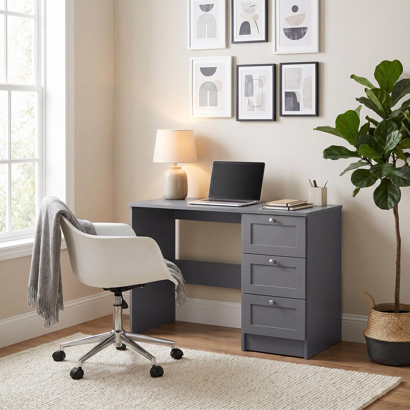 FWStyle Artus 3 Drawer Dressing Table - Dark Grey