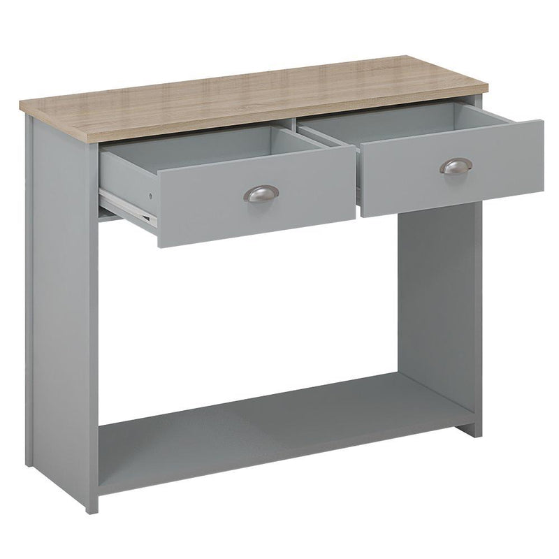 Westbury Farmhouse 2 Drawer Hallway Console Table - Matt Grey & Light Oak