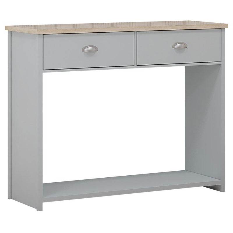 Westbury Farmhouse 2 Drawer Hallway Console Table - Matt Grey & Light Oak