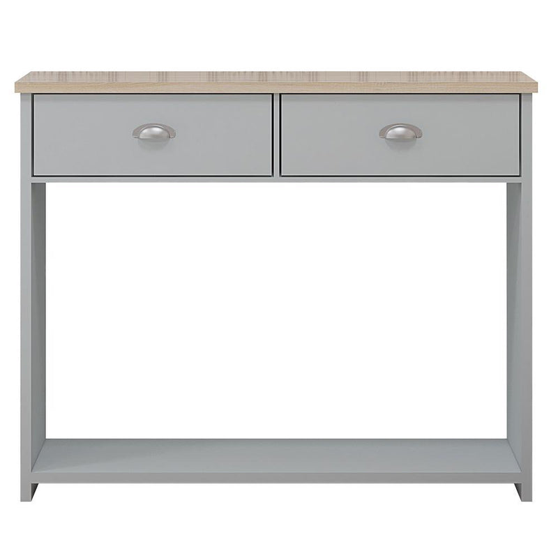 Westbury Farmhouse 2 Drawer Hallway Console Table - Matt Grey & Light Oak