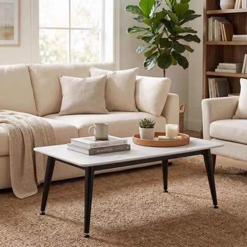Monaco Sintered Stone Coffee Table Granite Effect - White