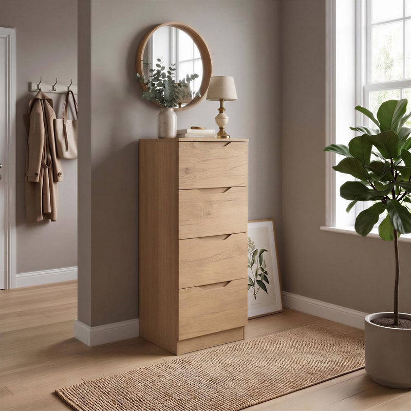 Luno 4 Drawer Tallboy Chest Of Drawers - Oak