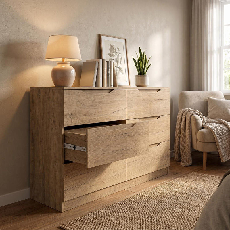 Luno 6 Drawer Chest Of Drawers - Oak Effect