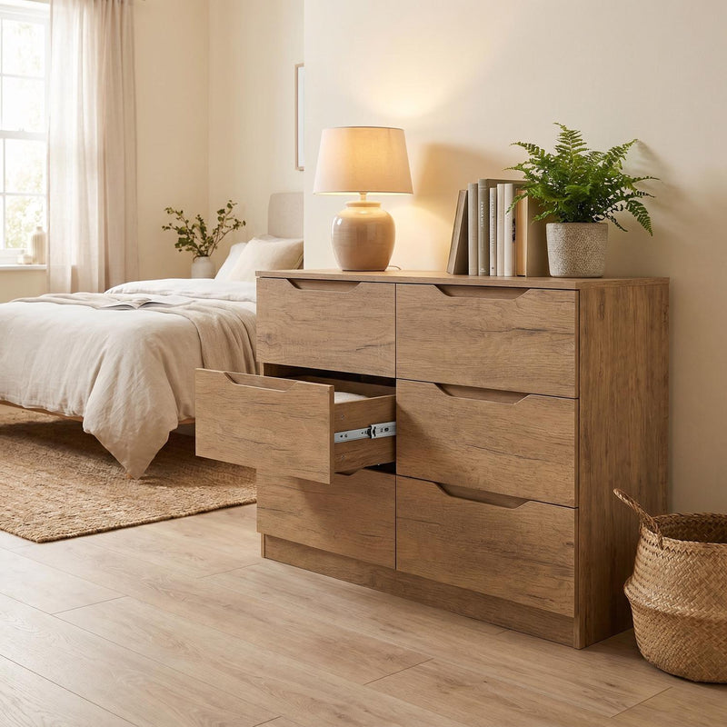 Luno 6 Drawer Chest Of Drawers - Oak Effect