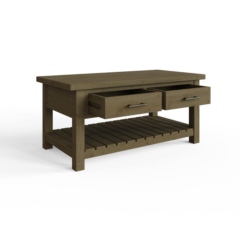 Saltash 2 Drawer Storage Coffee Table - Solid Reclaimed Natural Pine