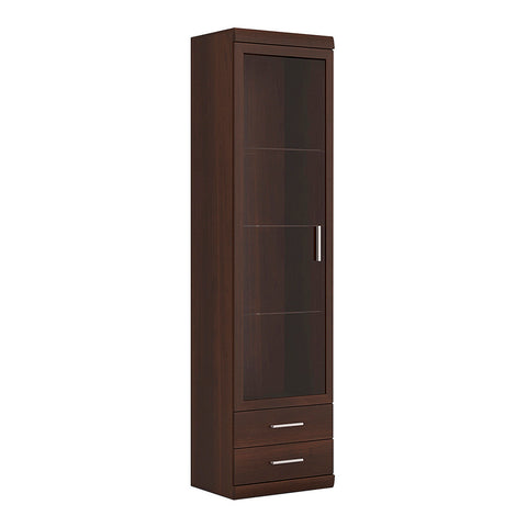 Imperial Tall Glazed 1 Door 2 Drawer Narrow Cabinet in Dark Mahogany Melamine — front view