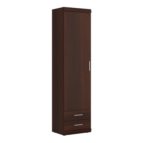 Imperial Tall 1 Door 2 Drawer Narrow Cabinet in Dark Mahogany Melamine — front view