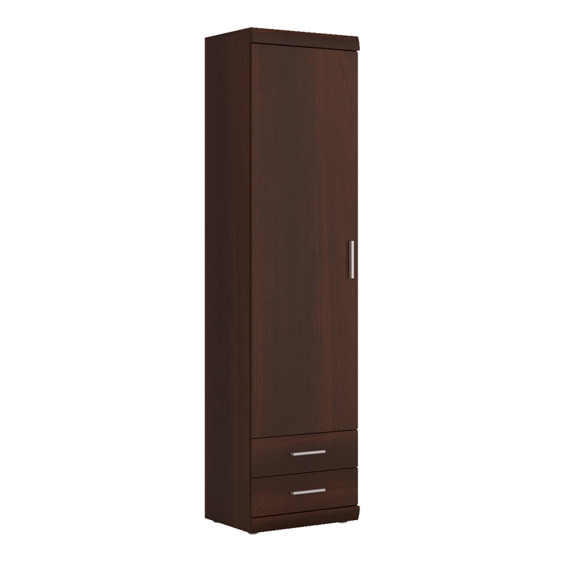 Imperial Tall 1 Door 2 Drawer Narrow Cabinet in Dark Mahogany Melamine — front view