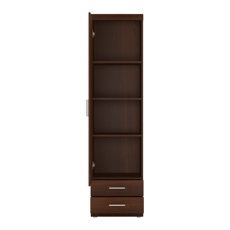 Imperial Tall 1 Door 2 Drawer Narrow Cabinet in Dark Mahogany Melamine — side angle