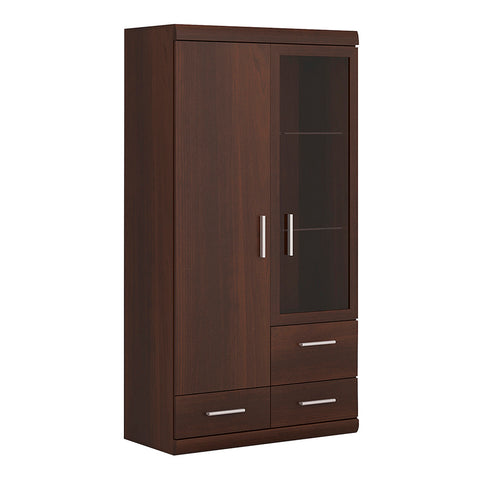 Imperial 2 Door 3 Drawer Glazed Display Cabinet in Dark Mahogany Melamine — front view
