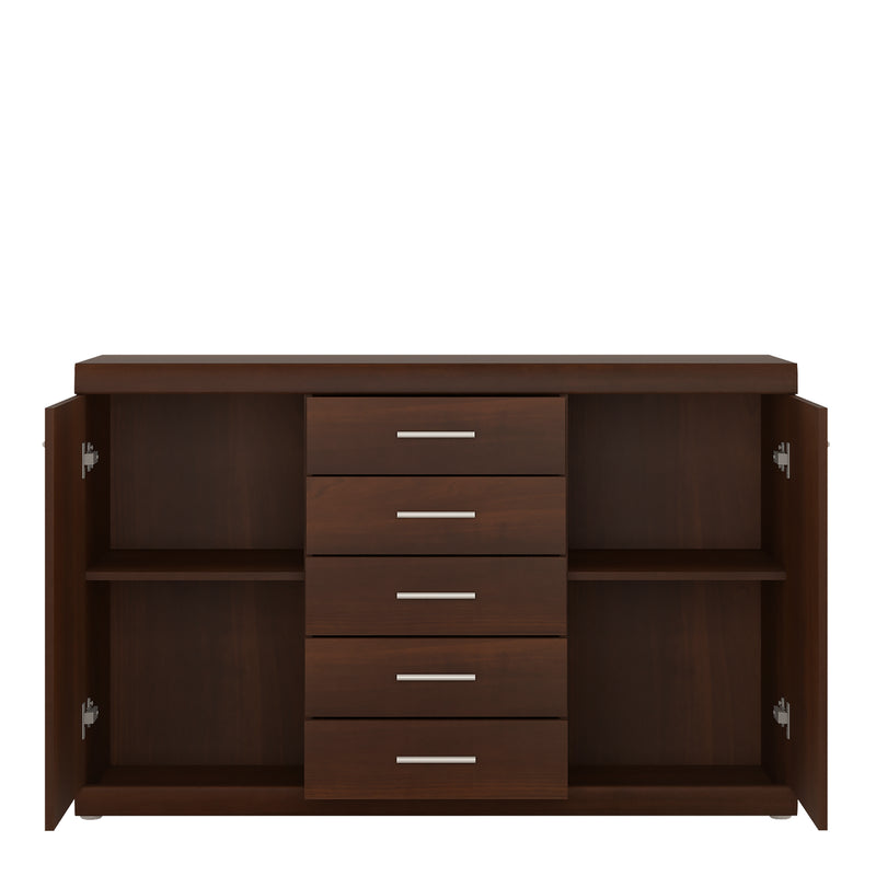 Imperial 2 Door 5 Drawer Sideboard in Dark Mahogany Melamine — side angle