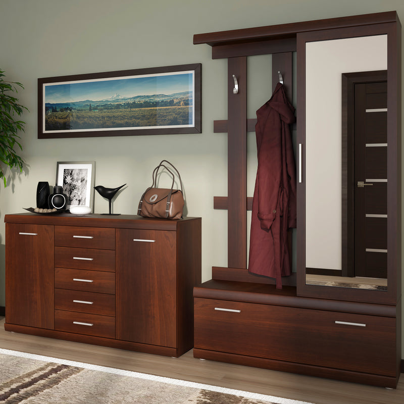 Imperial 2 Door 5 Drawer Sideboard in Dark Mahogany Melamine — alternative angle