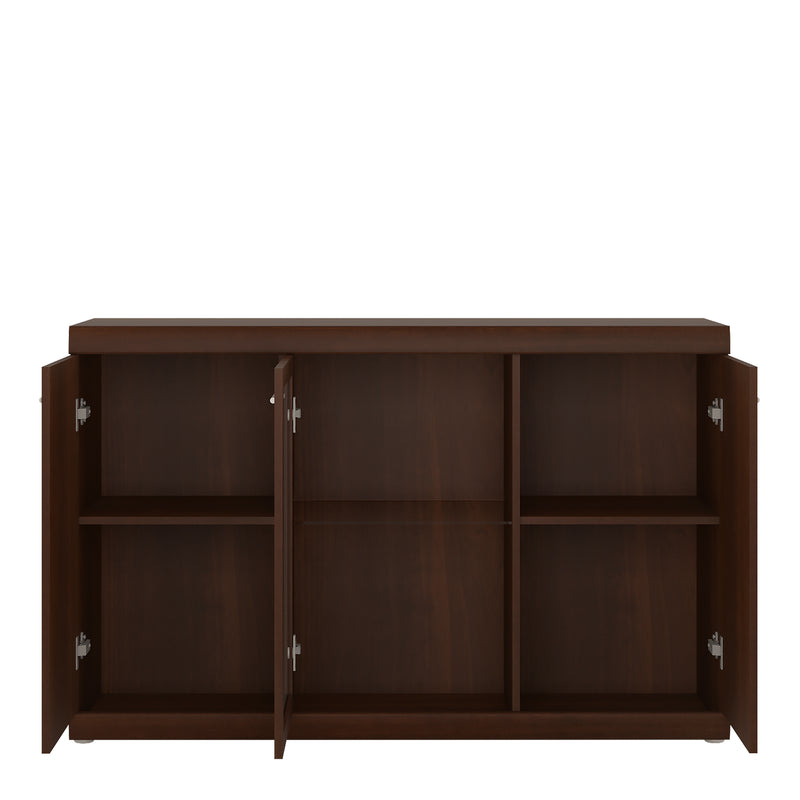 Imperial 3 Door Glazed Sideboard in Dark Mahogany Melamine — side angle