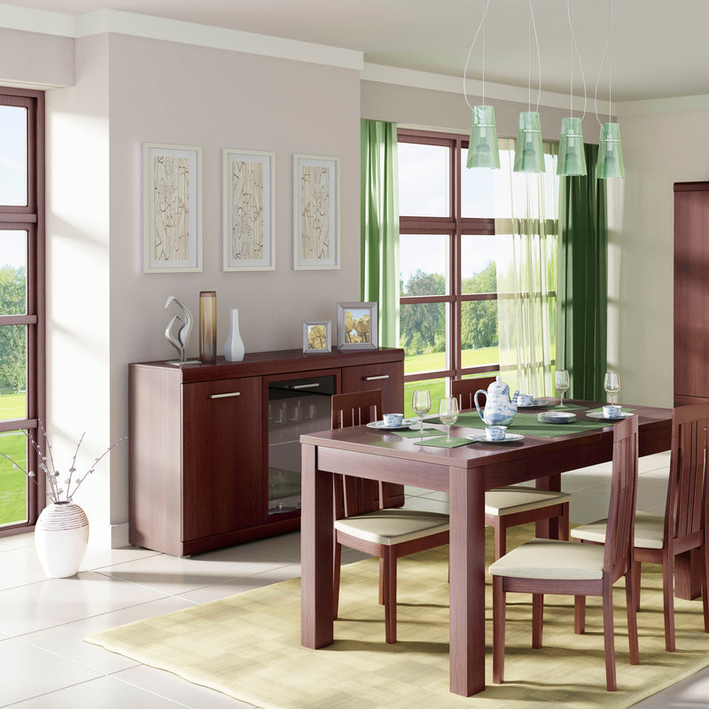 Imperial 3 Door Glazed Sideboard in Dark Mahogany Melamine — detail view