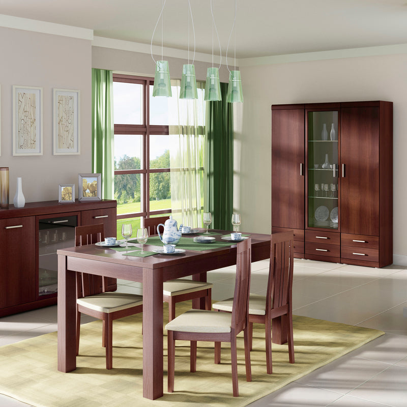 Imperial 3 Door Glazed Sideboard in Dark Mahogany Melamine — alternative angle